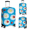 Ladybug With Daisy Themed Print Pattern Luggage Cover Protector