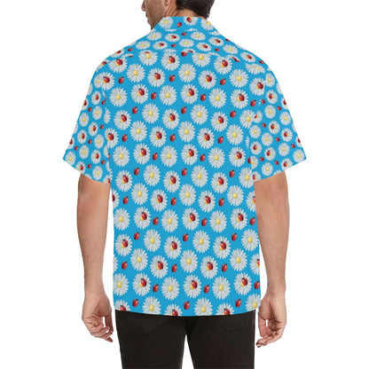 Ladybug with Daisy Themed Print Pattern Men Aloha Hawaiian Shirt