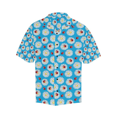 Ladybug with Daisy Themed Print Pattern Men Aloha Hawaiian Shirt