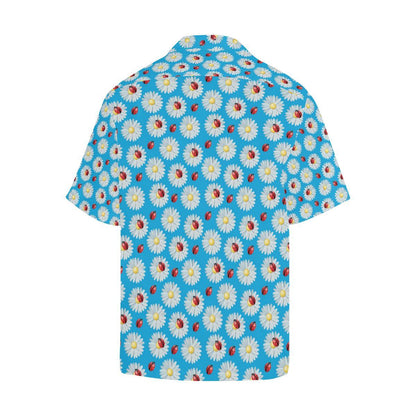 Ladybug with Daisy Themed Print Pattern Men Aloha Hawaiian Shirt