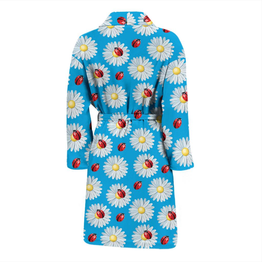 Ladybug with Daisy Themed Print Pattern Men Bath Robe-JTAMIGO.COM
