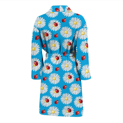 Ladybug with Daisy Themed Print Pattern Men Bath Robe-JTAMIGO.COM