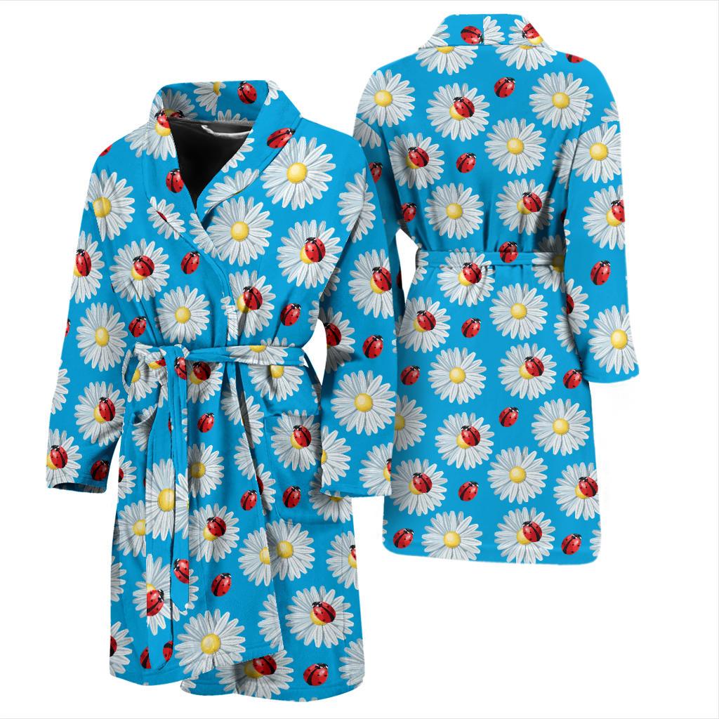 Ladybug with Daisy Themed Print Pattern Men Bath Robe-JTAMIGO.COM