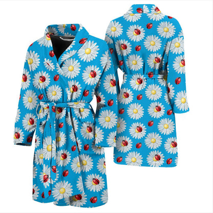 Ladybug with Daisy Themed Print Pattern Men Bath Robe-JTAMIGO.COM