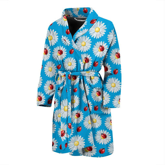 Ladybug with Daisy Themed Print Pattern Men Bath Robe-JTAMIGO.COM