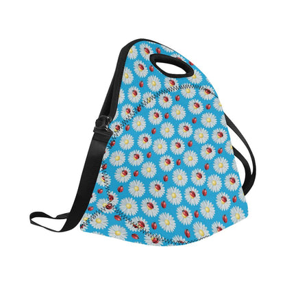 Ladybug with Daisy Themed Print Pattern Neoprene Lunch Bag (Model 1669)(Large)-JTAMIGO.COM