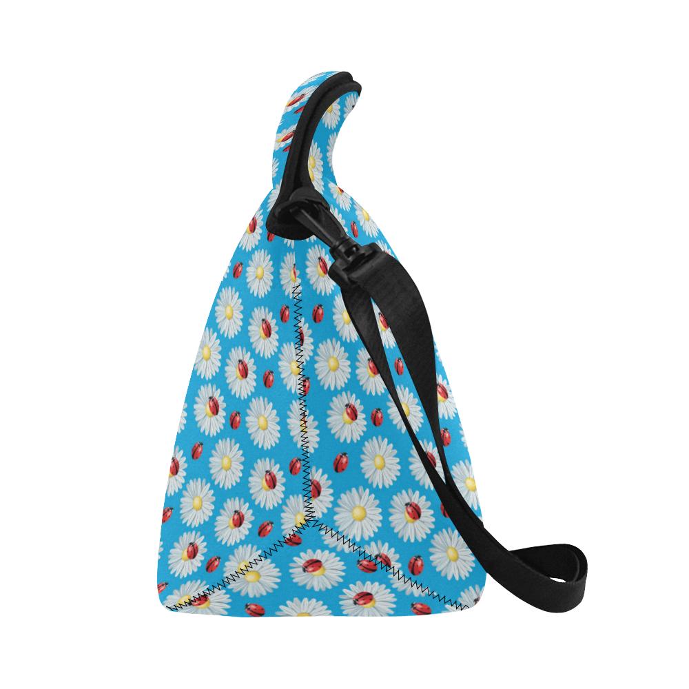 Ladybug with Daisy Themed Print Pattern Neoprene Lunch Bag (Model 1669)(Large)-JTAMIGO.COM