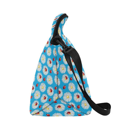 Ladybug with Daisy Themed Print Pattern Neoprene Lunch Bag (Model 1669)(Large)-JTAMIGO.COM