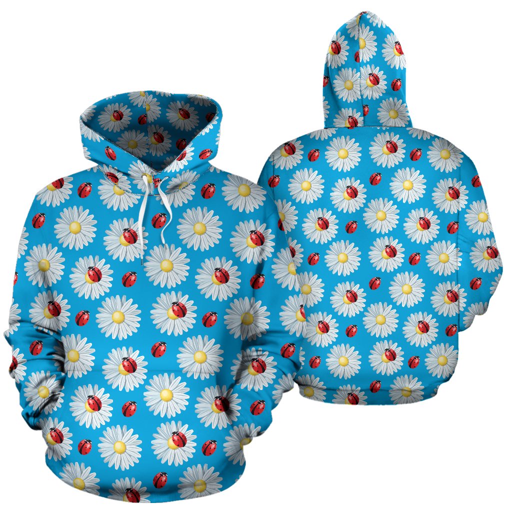 Ladybug with Daisy Themed Print Pattern Pullover Hoodie