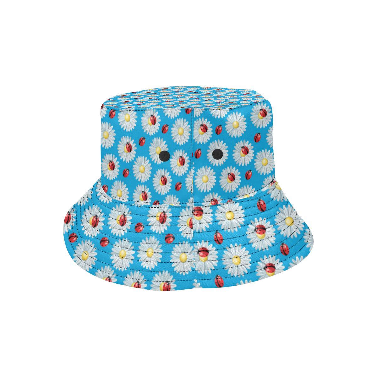 Ladybug with Daisy Themed Print Pattern Unisex Bucket Hat