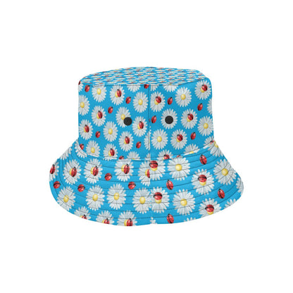Ladybug with Daisy Themed Print Pattern Unisex Bucket Hat