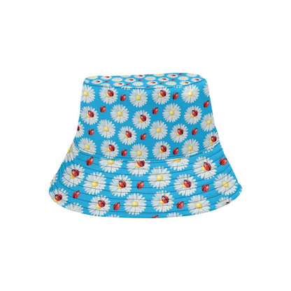 Ladybug with Daisy Themed Print Pattern Unisex Bucket Hat