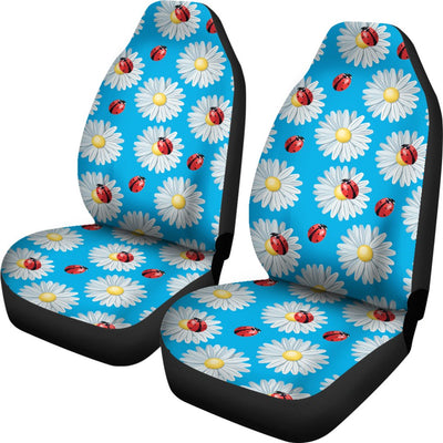 Ladybug with Daisy Themed Print Pattern Universal Fit Car Seat Covers