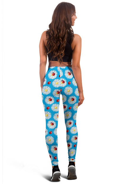 Ladybug with Daisy Themed Print Pattern Women Leggings