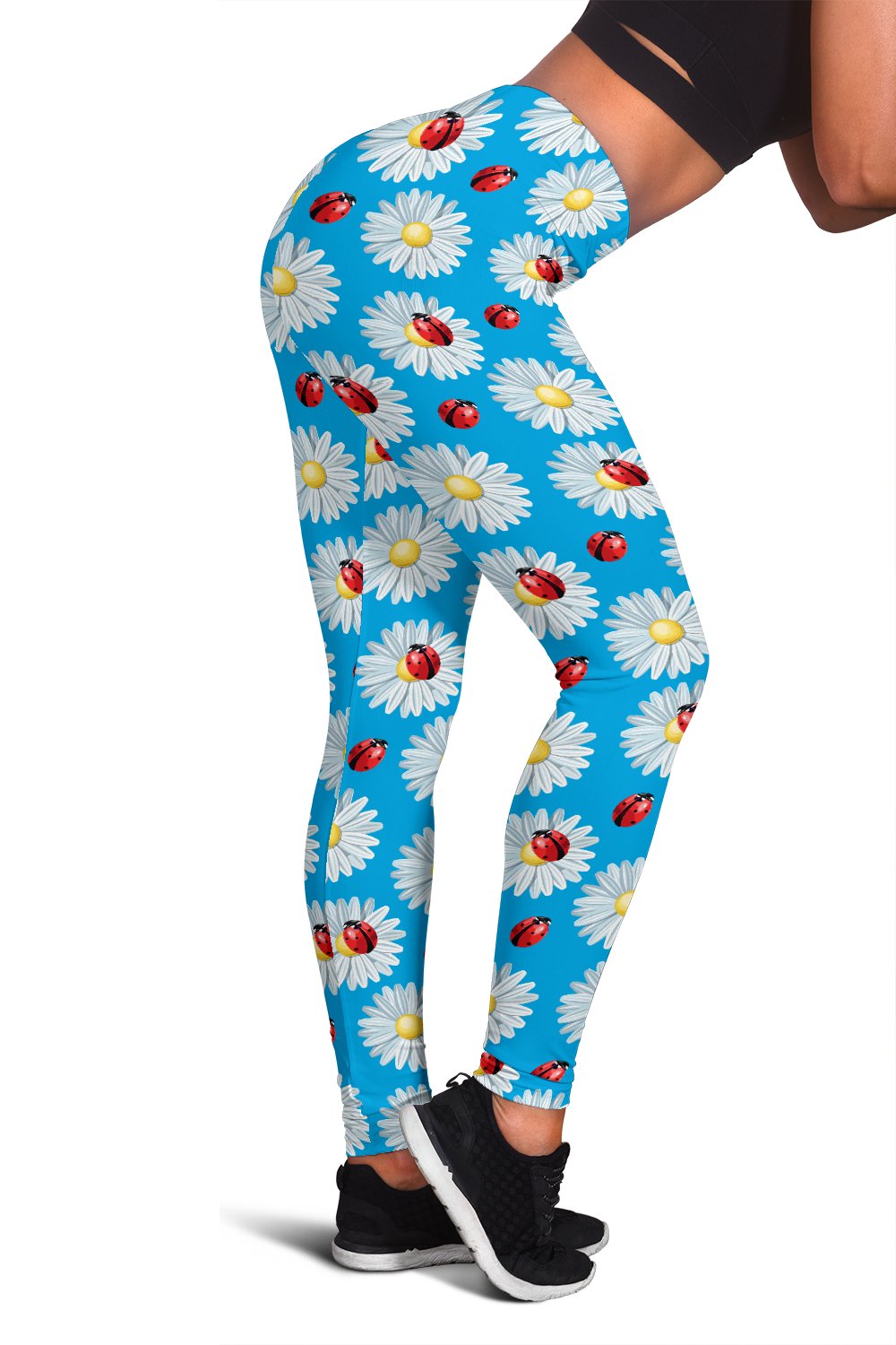 Ladybug with Daisy Themed Print Pattern Women Leggings