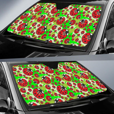 Ladybug with Leaf Print Pattern Car Sun Shade For Windshield