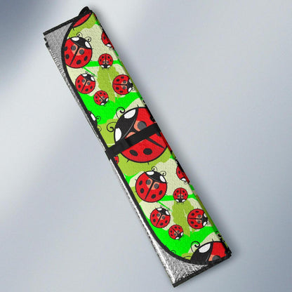 Ladybug with Leaf Print Pattern Car Sun Shade For Windshield