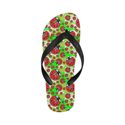 Ladybug with Leaf Print Pattern Flip Flops-JTAMIGO.COM