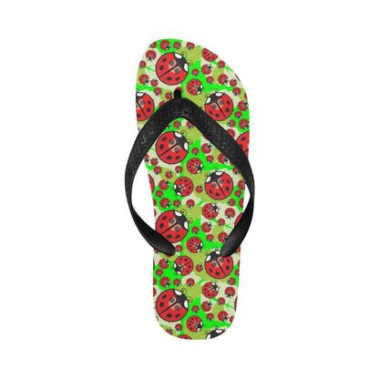 Ladybug with Leaf Print Pattern Flip Flops-JTAMIGO.COM