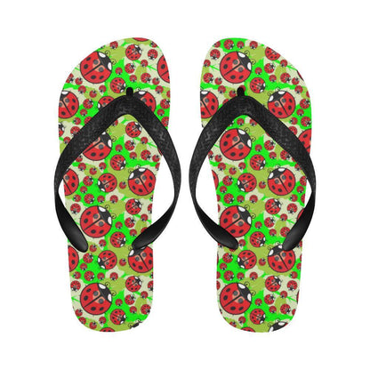 Ladybug with Leaf Print Pattern Flip Flops-JTAMIGO.COM