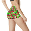 Ladybug with Leaf Print Pattern High Waisted Spandex Shorts-JTAMIGO.COM