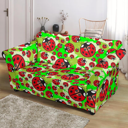 Ladybug with Leaf Print Pattern Loveseat Slipcover-JTAMIGO.COM