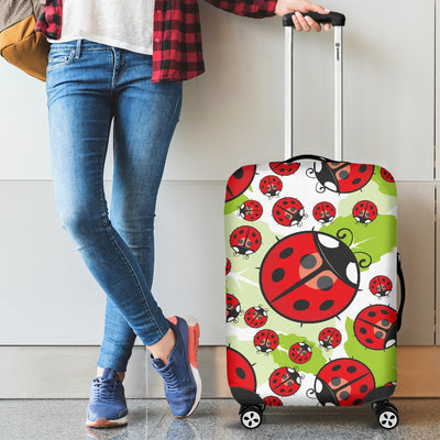 Ladybug With Leaf Print Pattern Luggage Cover Protector