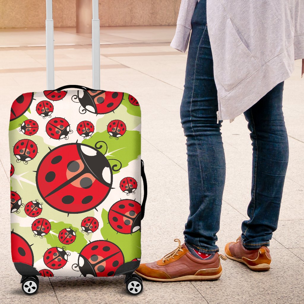 Ladybug With Leaf Print Pattern Luggage Cover Protector