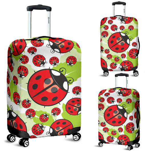 Ladybug With Leaf Print Pattern Luggage Cover Protector