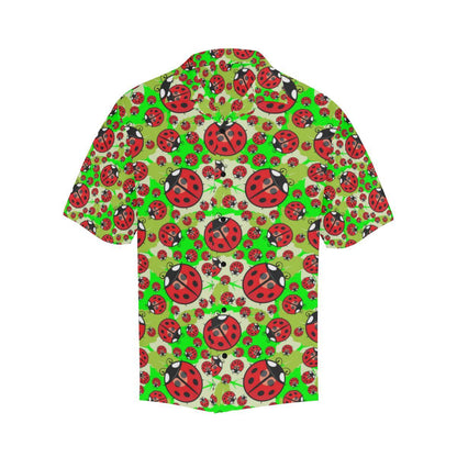 Ladybug with Leaf Print Pattern Men Aloha Hawaiian Shirt