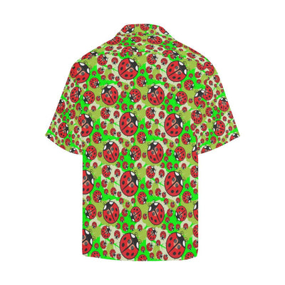 Ladybug with Leaf Print Pattern Men Aloha Hawaiian Shirt