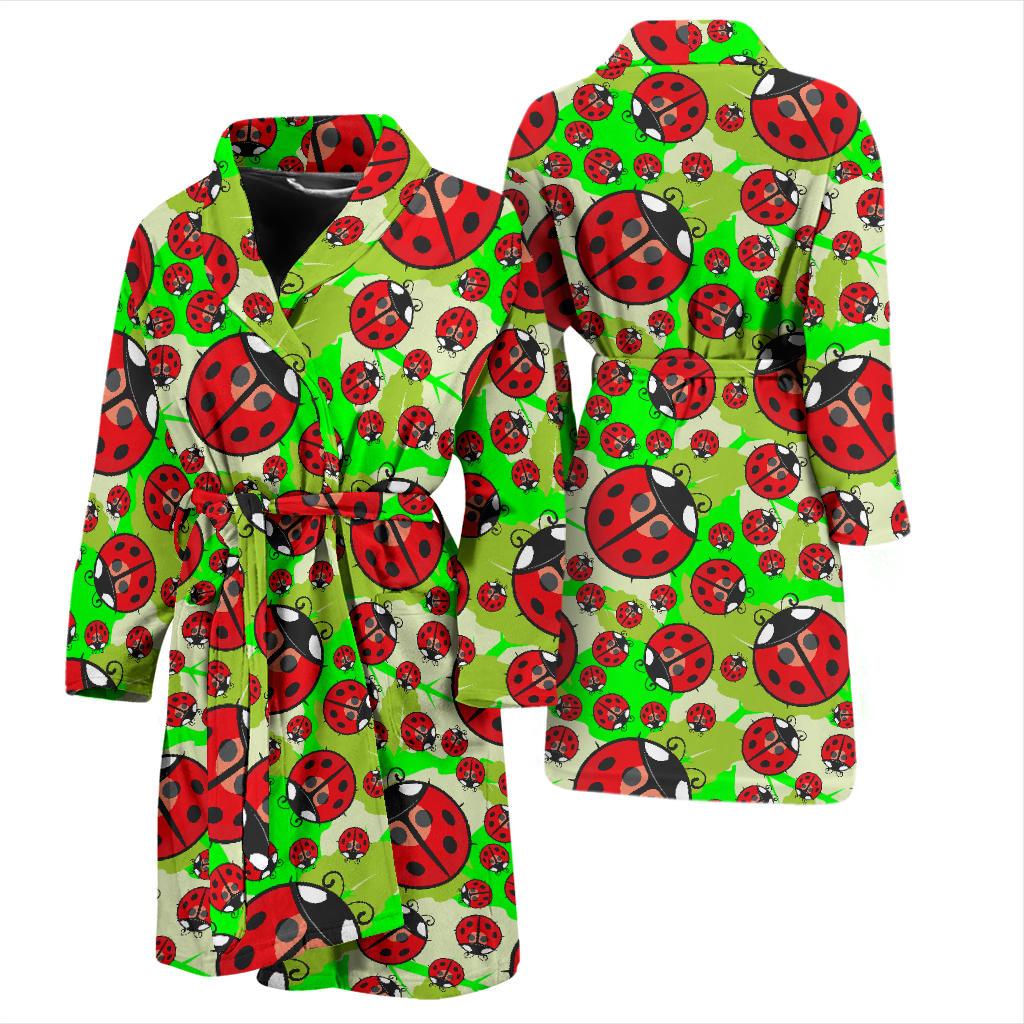 Ladybug with Leaf Print Pattern Men Bath Robe-JTAMIGO.COM