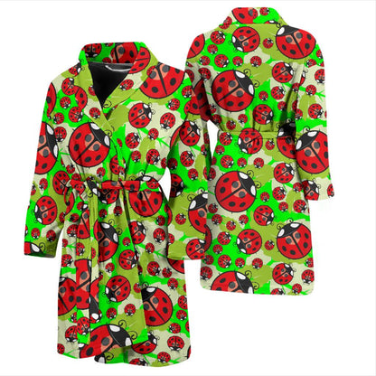 Ladybug with Leaf Print Pattern Men Bath Robe-JTAMIGO.COM
