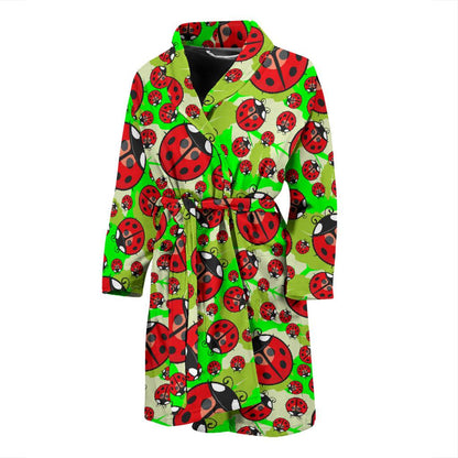 Ladybug with Leaf Print Pattern Men Bath Robe-JTAMIGO.COM