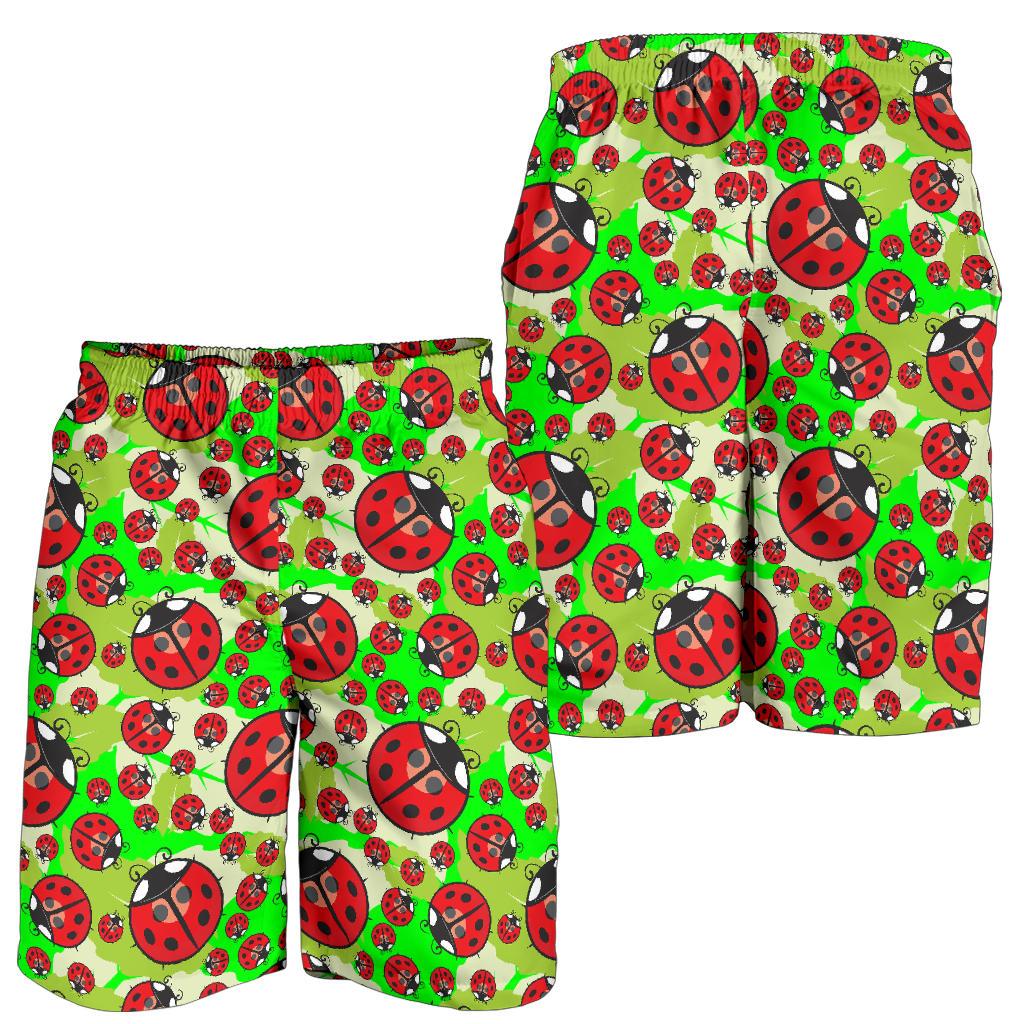 Ladybug with Leaf Print Pattern Mens Shorts-JTAMIGO.COM