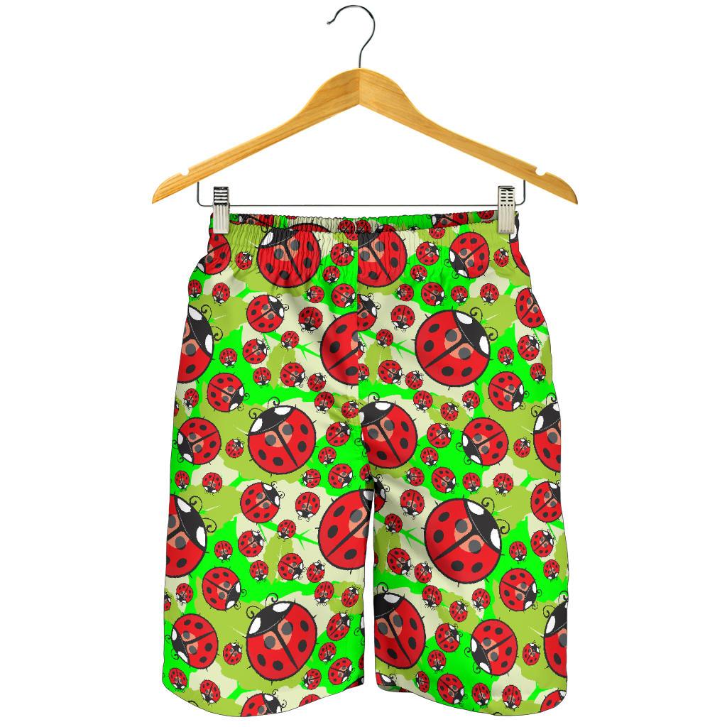 Ladybug with Leaf Print Pattern Mens Shorts-JTAMIGO.COM