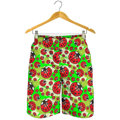 Ladybug with Leaf Print Pattern Mens Shorts-JTAMIGO.COM