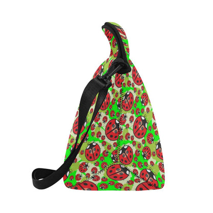 Ladybug with Leaf Print Pattern Neoprene Lunch Bag (Model 1669)(Large)-JTAMIGO.COM