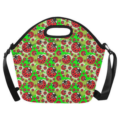 Ladybug with Leaf Print Pattern Neoprene Lunch Bag (Model 1669)(Large)-JTAMIGO.COM