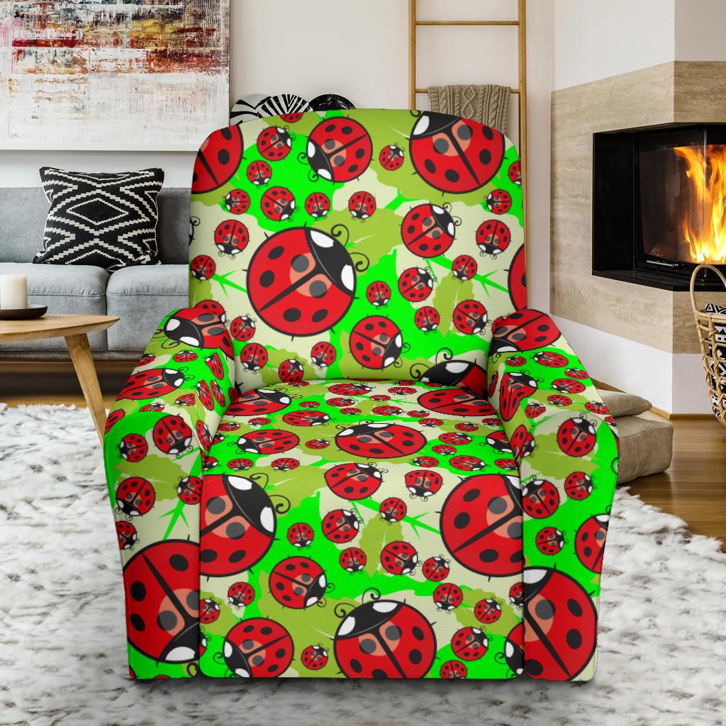 Ladybug with Leaf Print Pattern Single Sofa Slipcover -JTAMIGO.COM