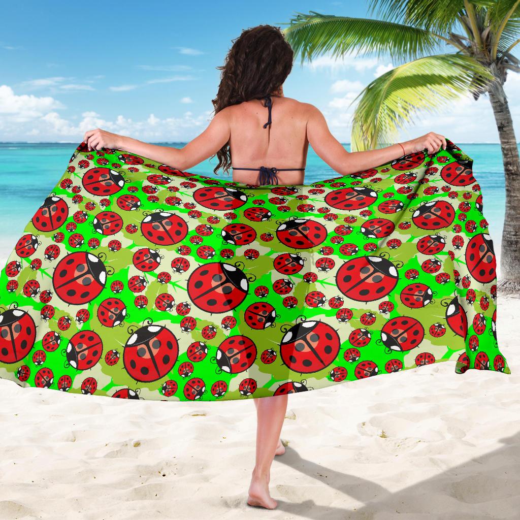 Ladybug with Leaf Print Pattern Sarong Pareo Wrap