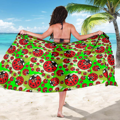 Ladybug with Leaf Print Pattern Sarong Pareo Wrap