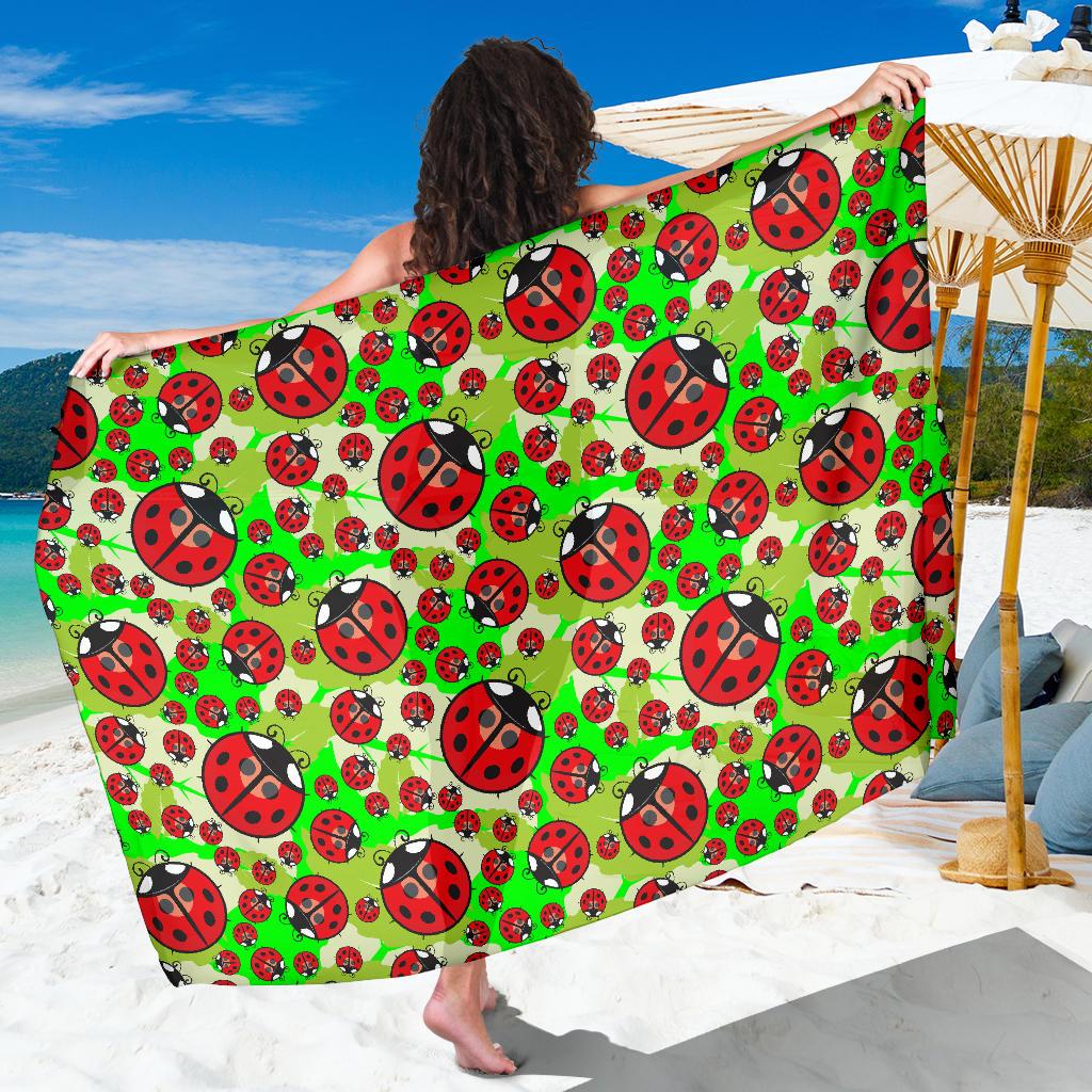Ladybug with Leaf Print Pattern Sarong Pareo Wrap