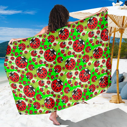 Ladybug with Leaf Print Pattern Sarong Pareo Wrap