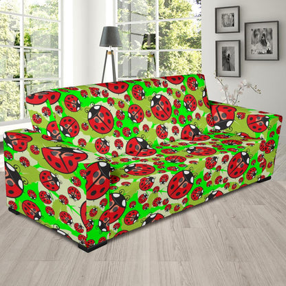 Ladybug with Leaf Print Pattern Sofa Slipcover-JTAMIGO.COM