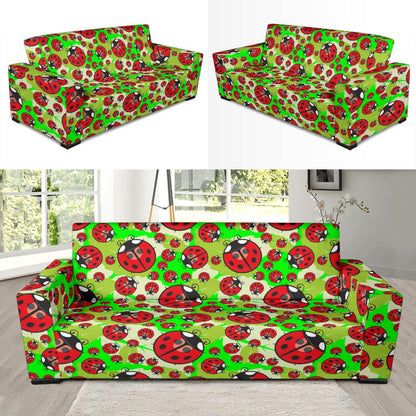 Ladybug with Leaf Print Pattern Sofa Slipcover-JTAMIGO.COM