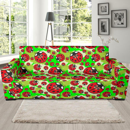 Ladybug with Leaf Print Pattern Sofa Slipcover-JTAMIGO.COM