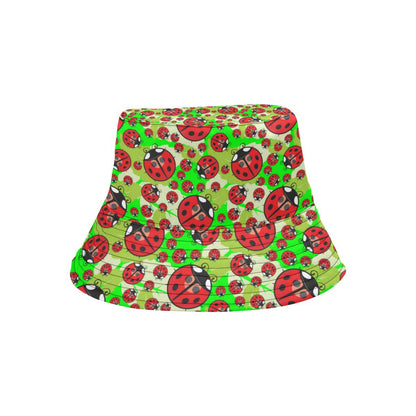 Ladybug with Leaf Print Pattern Unisex Bucket Hat