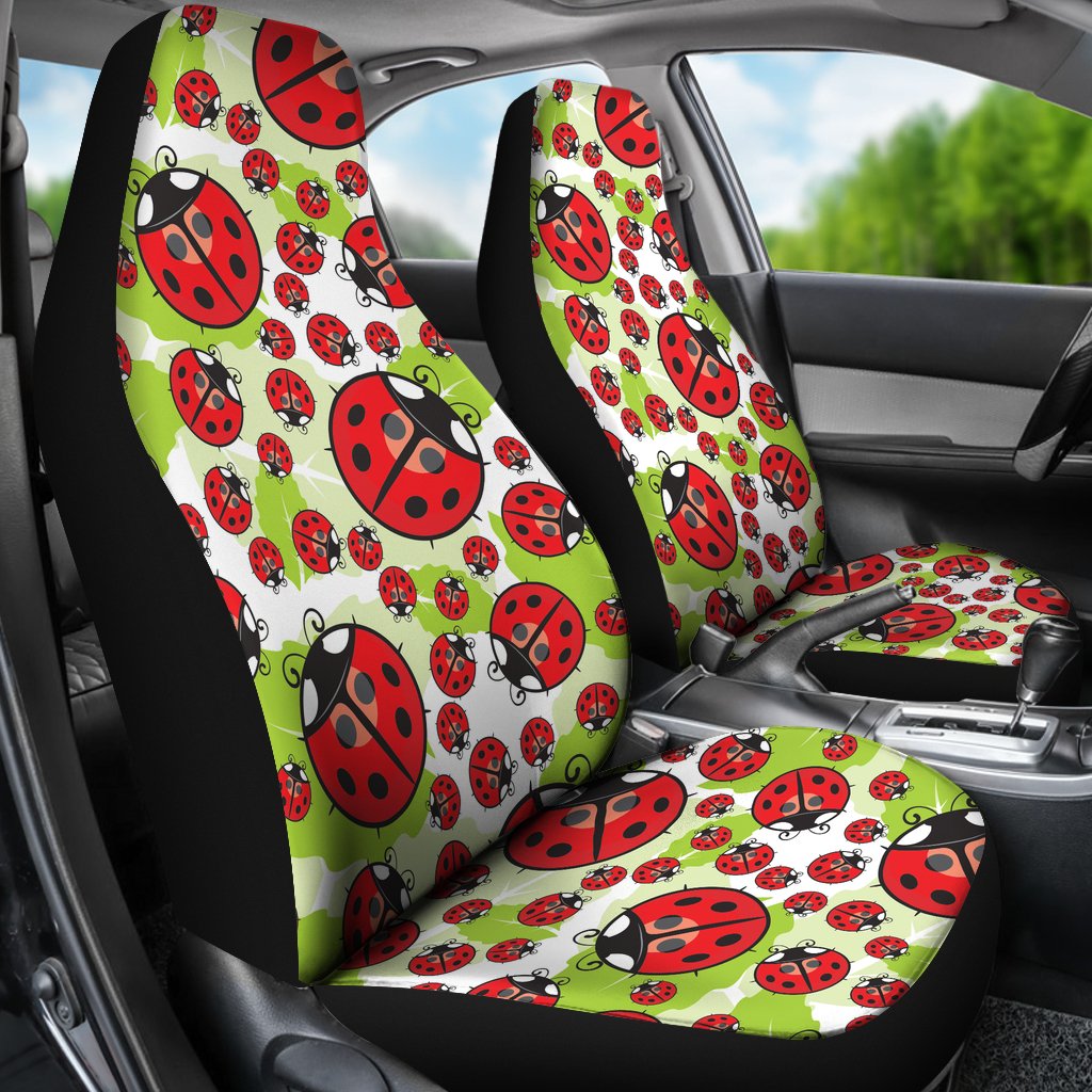 Ladybug with Leaf Print Pattern Universal Fit Car Seat Covers