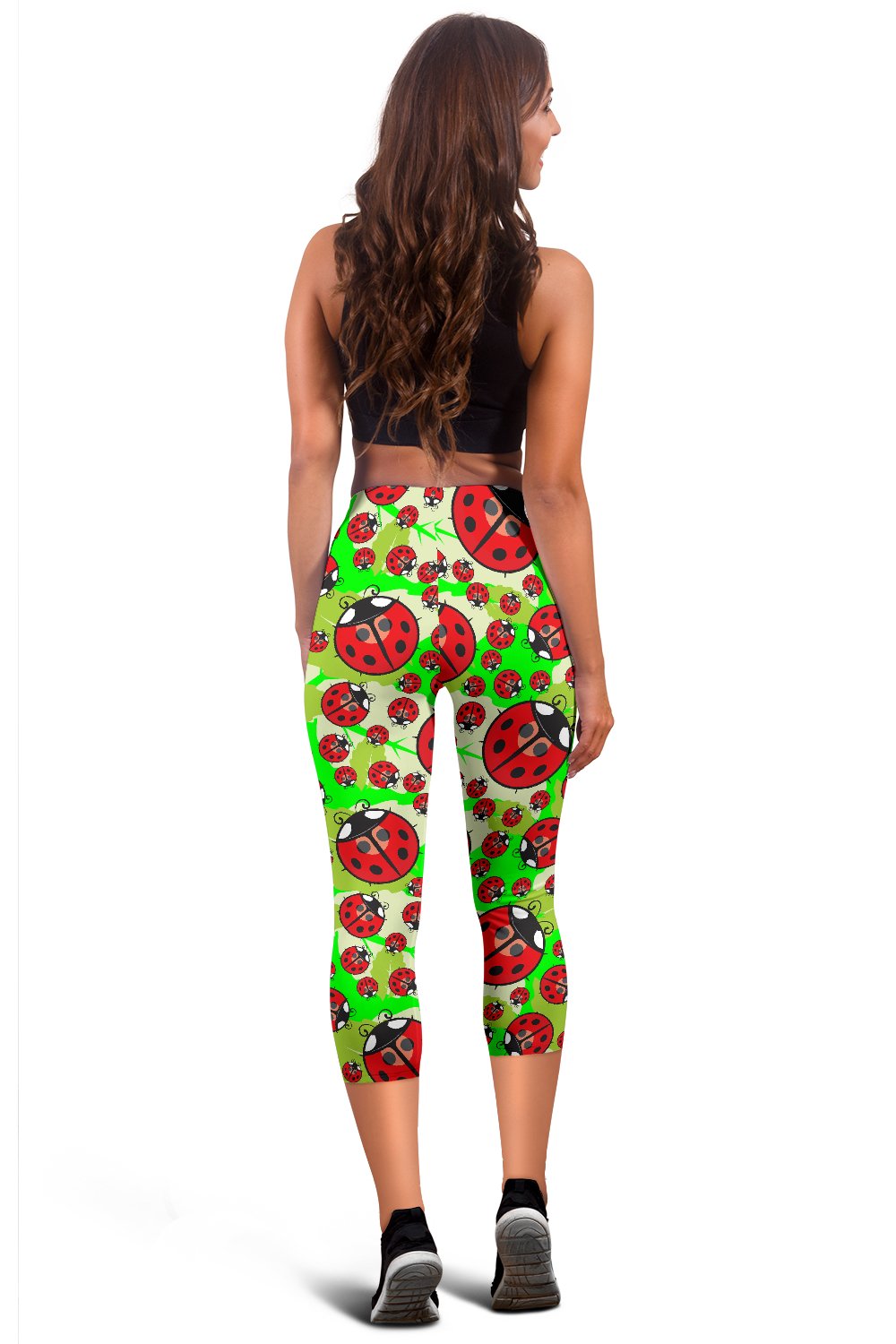 Ladybug with Leaf Print Pattern Women Capris